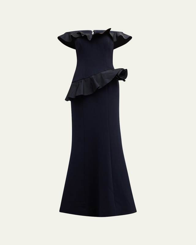 Off-Shoulder Ruffle Trumpet Gown